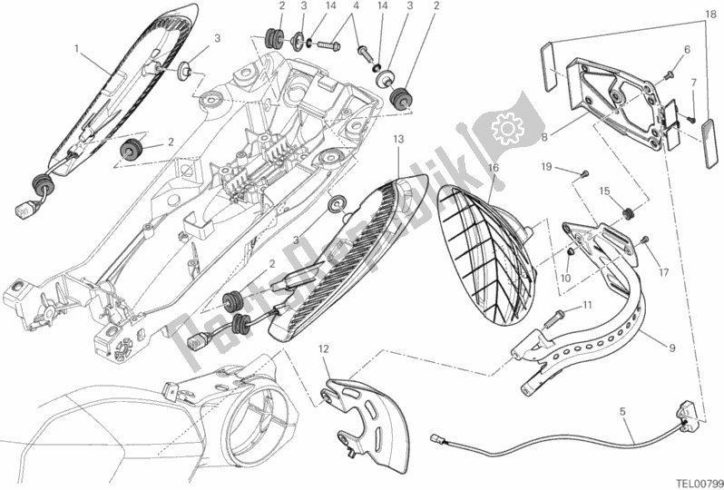 Toutes les pièces pour le Support De Plaque D'immatriculation - Feu Arrière du Ducati Diavel Diesel USA 1200 2017